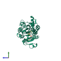 PDB entry 6cdf coloured by chain, side view.