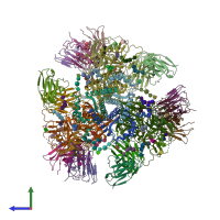 PDB entry 6cdi coloured by chain, side view.