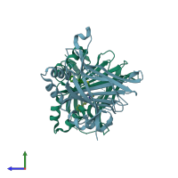 PDB entry 6cdy coloured by chain, side view.
