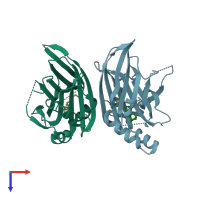 PDB entry 6cdy coloured by chain, top view.