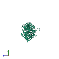 PDB entry 6ce1 coloured by chain, side view.