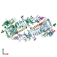 PDB entry 6ce9 coloured by chain, front view.