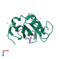PDB entry 6cea coloured by chain, top view.