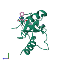 PDB entry 6cec coloured by chain, side view.