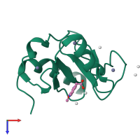 PDB entry 6cec coloured by chain, top view.