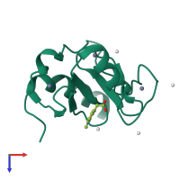 PDB entry 6cee coloured by chain, top view.
