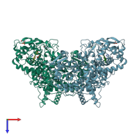 PDB entry 6cek coloured by chain, top view.