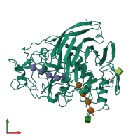 PDB entry 6cel coloured by chain, front view.