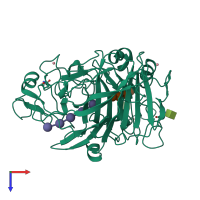 PDB entry 6cel coloured by chain, top view.