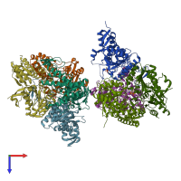 PDB entry 6cer coloured by chain, top view.