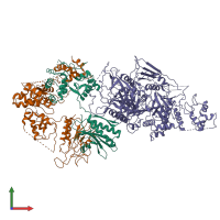 PDB entry 6cet coloured by chain, front view.