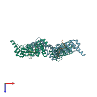 PDB entry 6cf6 coloured by chain, top view.