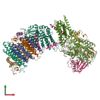 PDB entry 6cfw coloured by chain, front view.