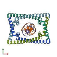 PDB entry 6cg8 coloured by chain, front view.