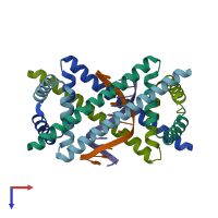 PDB entry 6cg8 coloured by chain, top view.