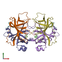PDB entry 6cha coloured by chain, front view.