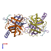 PDB entry 6cha coloured by chain, top view.