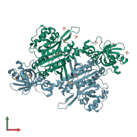 PDB entry 6chd coloured by chain, front view.
