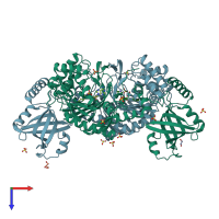 PDB entry 6chd coloured by chain, top view.