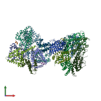 PDB entry 6cht coloured by chain, front view.