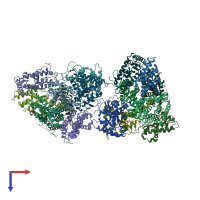 PDB entry 6cht coloured by chain, top view.