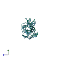 PDB entry 6chx coloured by chain, side view.