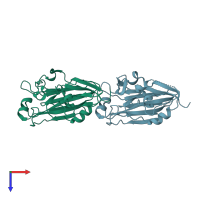 PDB entry 6chx coloured by chain, top view.