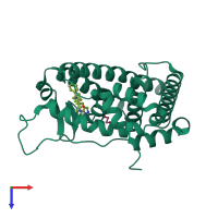 PDB entry 6chz coloured by chain, top view.