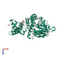 PDB entry 6cig coloured by chain, top view.