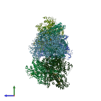 PDB entry 6cio coloured by chain, side view.