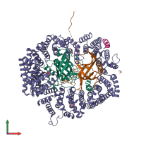 PDB entry 6cit coloured by chain, front view.