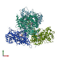 PDB entry 6ciz coloured by chain, front view.