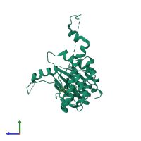 PDB entry 6cjh coloured by chain, side view.