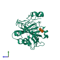 PDB entry 6cjv coloured by chain, side view.