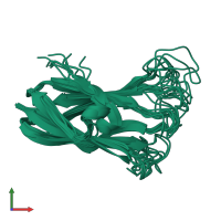 PDB entry 6cjz coloured by chain, ensemble of 10 models, front view.