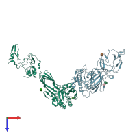 PDB entry 6ckb coloured by chain, top view.