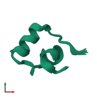 PDB entry 6ckd coloured by chain, ensemble of 20 models, front view.