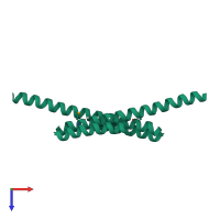 Homo dimeric assembly 1 of PDB entry 6ckn coloured by chemically distinct molecules, top view.