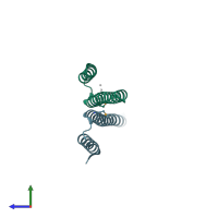PDB entry 6ckn coloured by chain, side view.