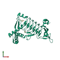 PDB entry 6ckt coloured by chain, front view.