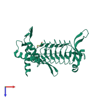 PDB entry 6ckt coloured by chain, top view.