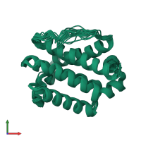 PDB entry 6ckv coloured by chain, ensemble of 20 models, front view.