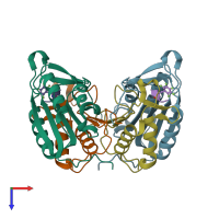 PDB 6cl2 coloured by chain and viewed from the top.