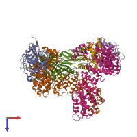 PDB entry 6cm9 coloured by chain, top view.