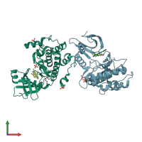 PDB entry 6cmj coloured by chain, front view.