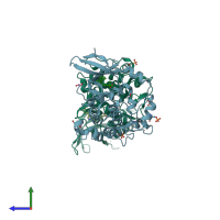 PDB entry 6cmj coloured by chain, side view.