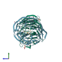 PDB entry 6cmk coloured by chain, side view.