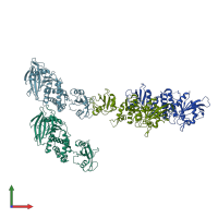 PDB entry 6cmq coloured by chain, front view.