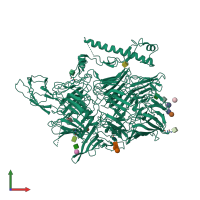 PDB entry 6cmx coloured by chain, front view.