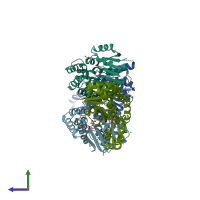 PDB entry 6cn0 coloured by chain, side view.